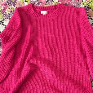 SO Women's Vibrant Pink Crew Neck Sweater